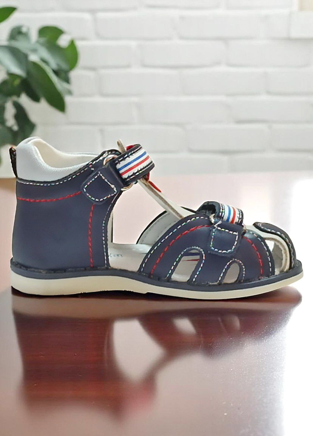 Синие повседневные закрытые босоножки ортопедические сандалии на липучках для мальчика Tom.M на липучке