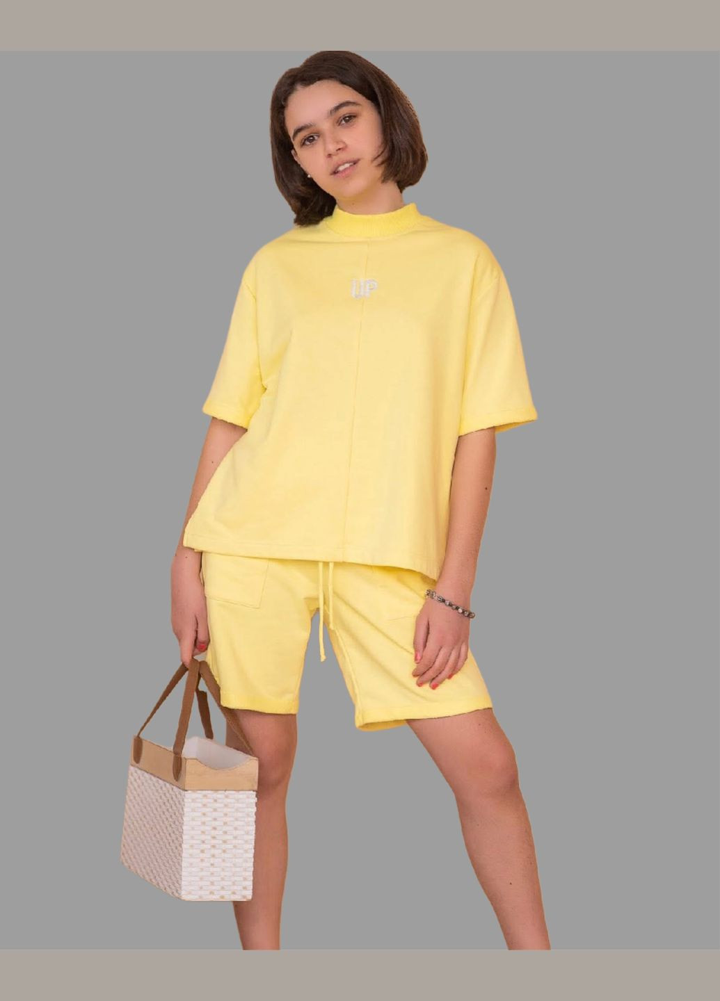 Желтый летний костюм для девочки футболка шорты жёлтый с шортами Baby Angel