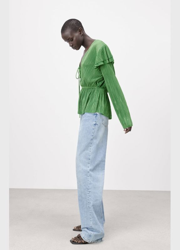 Зелена святкова блуза Zara святкова блуза плісе