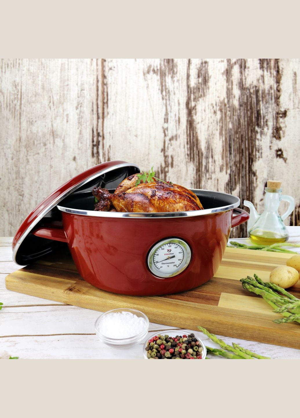 Каструля-жаровня Dutch Oven 26 см 5 л червона (A-025455) Vitrinor (323482503)