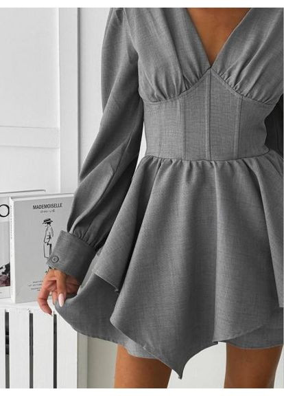 Сіра жіноча сукня-комбінезон, з імітацією корсета,, розмір (арт. 0053bt) No Brand