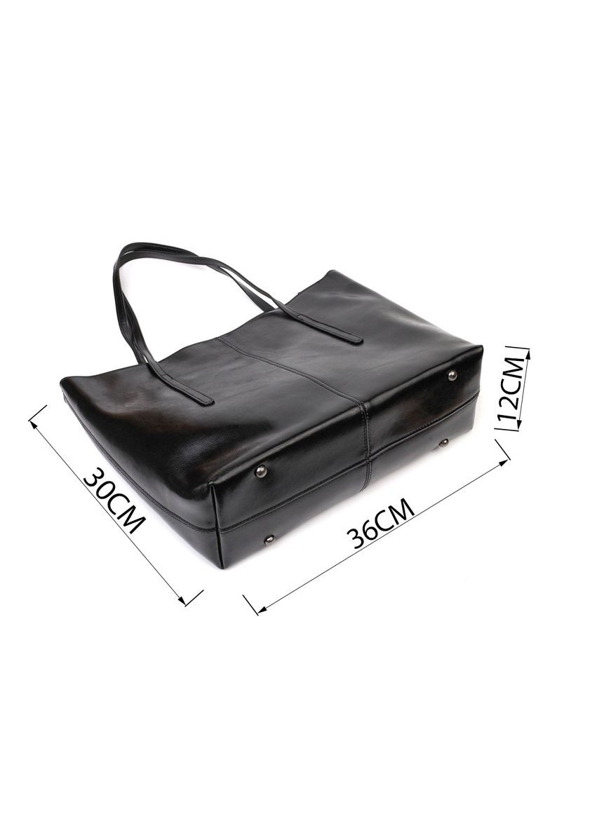 Функциональная сумка шоппер из натуральной кожи 22095 Черная Vintage (298571218)