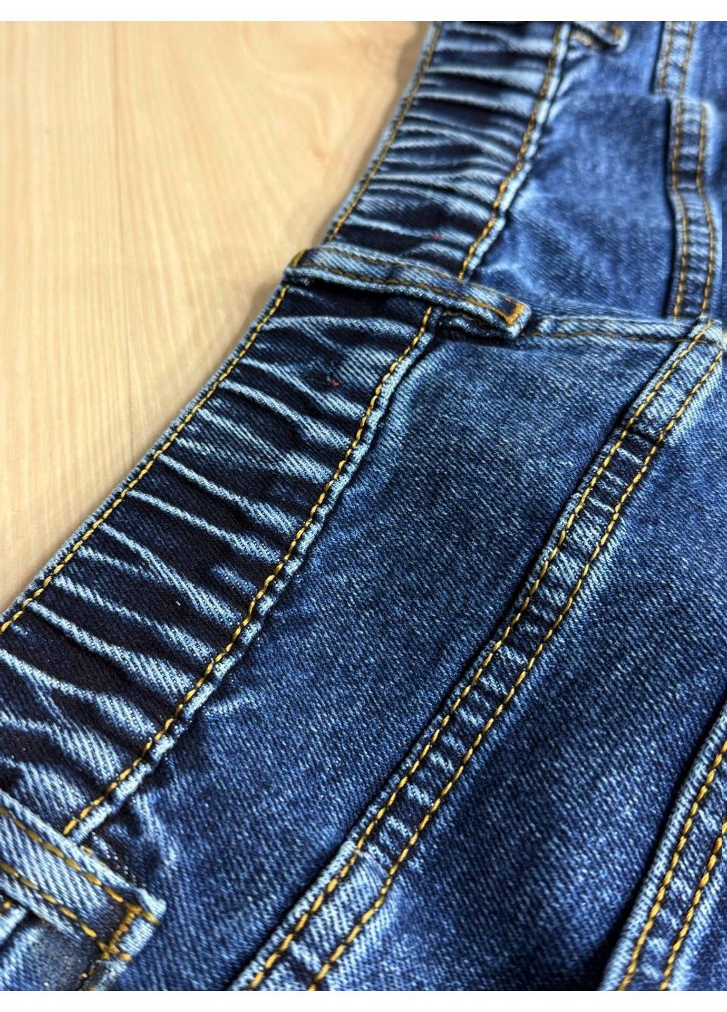 Джинсы женские 8229 Mom большие размеры с резинкой на талии синие Vanver - (341999520)