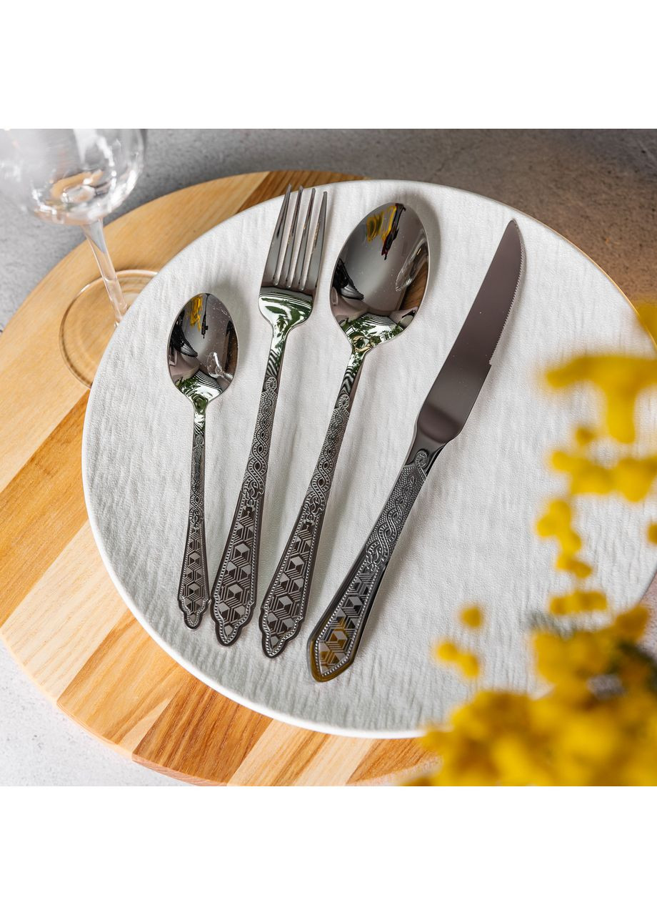 Набор столовых приборов золото на 6 персон комплект столовых приборов 24 предмета Серебро HP-20-63 Yiwu (369142712)