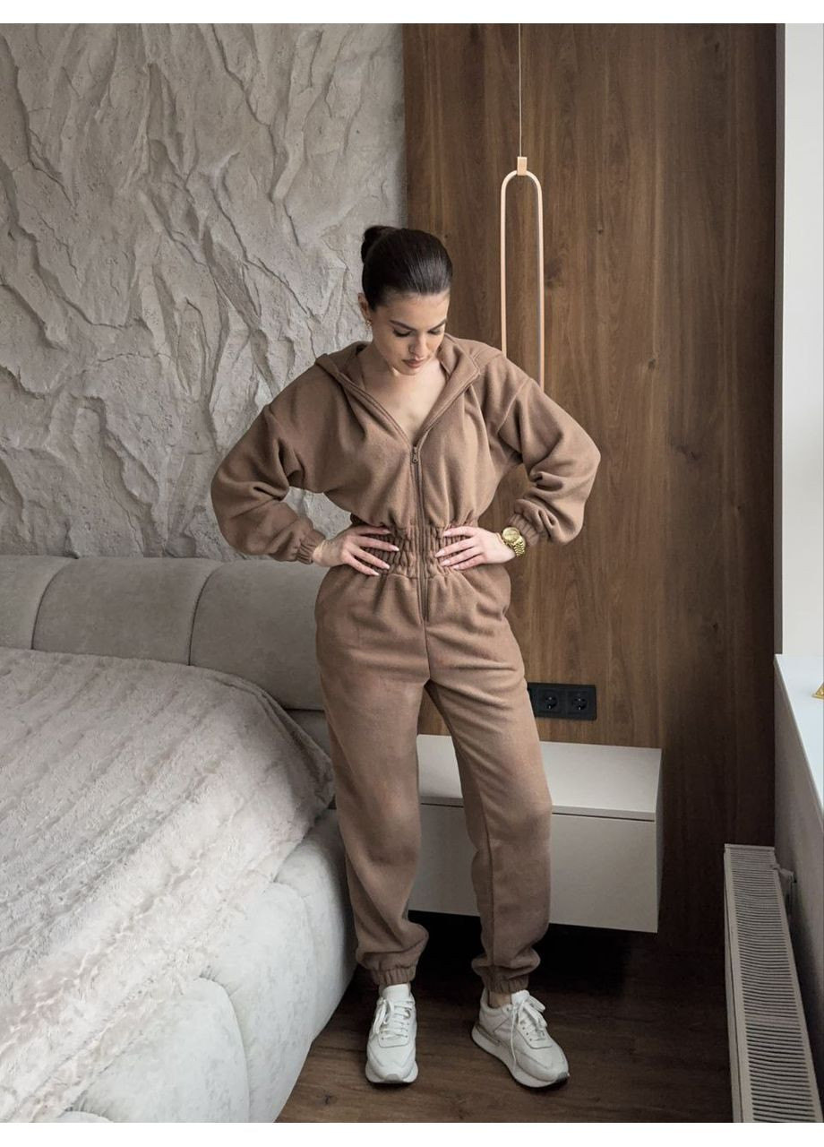 Жіночий флісовий комбінезон Osoblyva комбінезон-брюки темно-бежевий