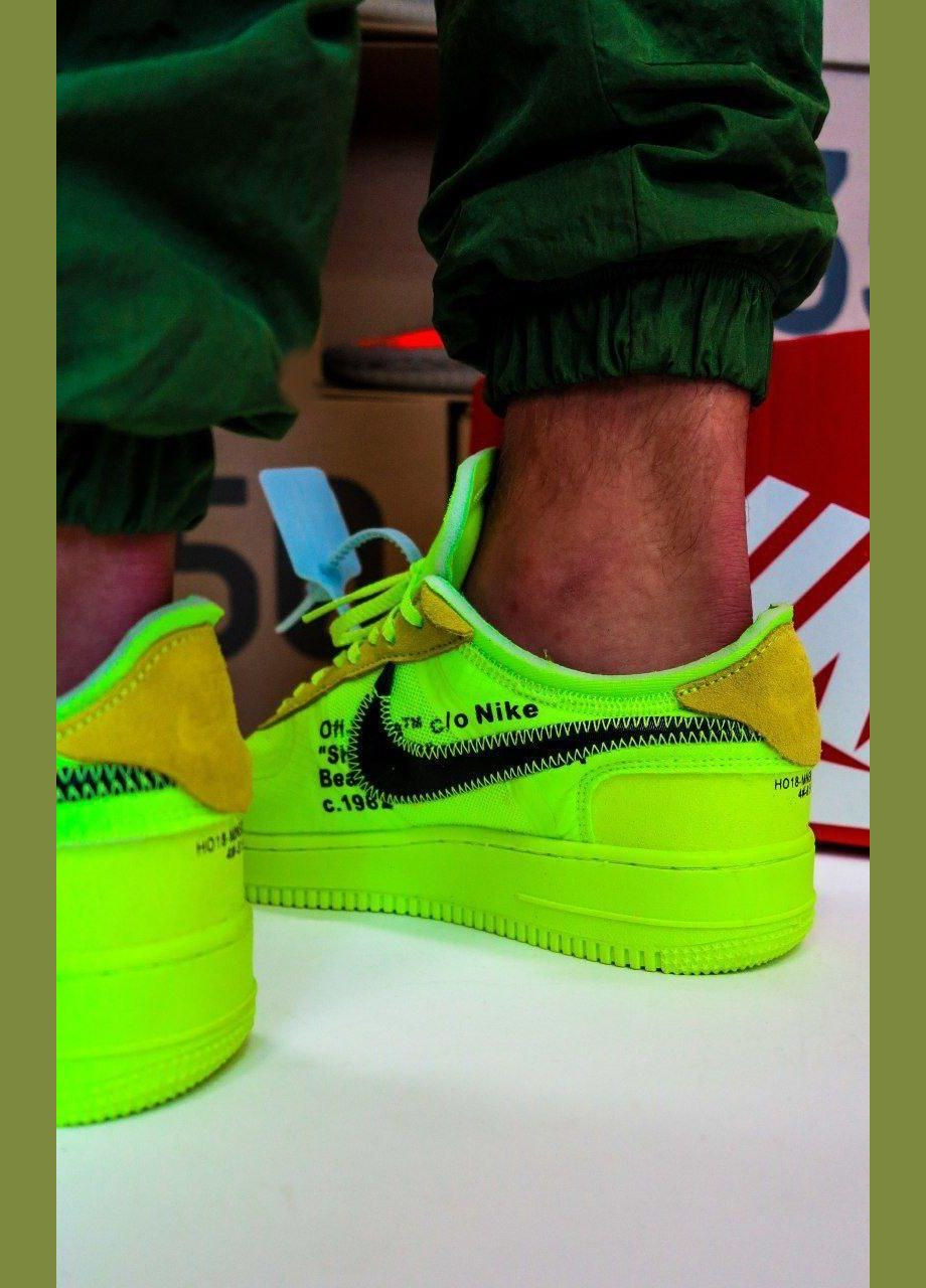 Салатові кросівки air force 1 low off-white volt 41 Nike