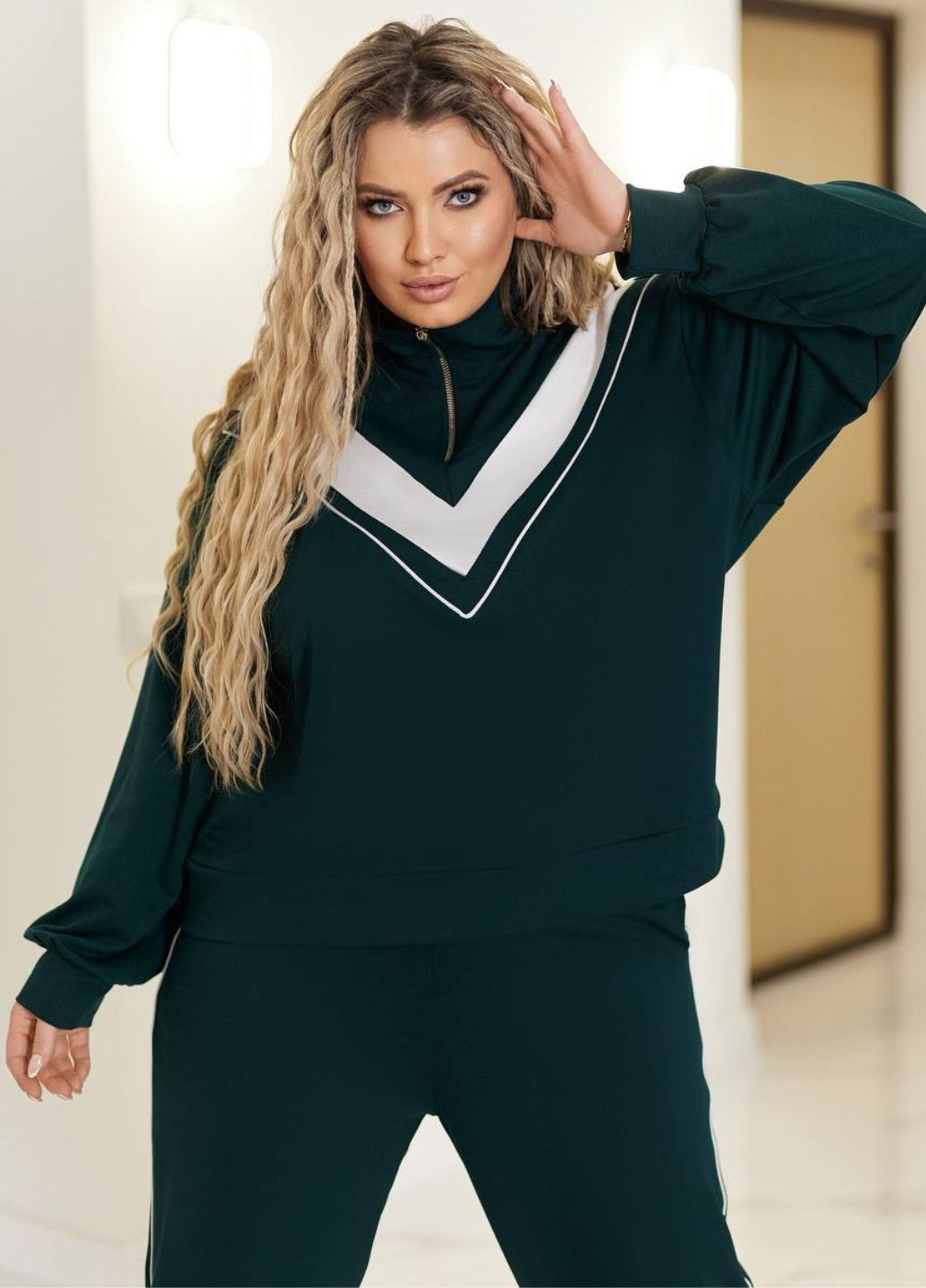 Изысканный повседневный демисезонный костюм двойка: кофта на молнии + штаны Tik-Tak (362539196)