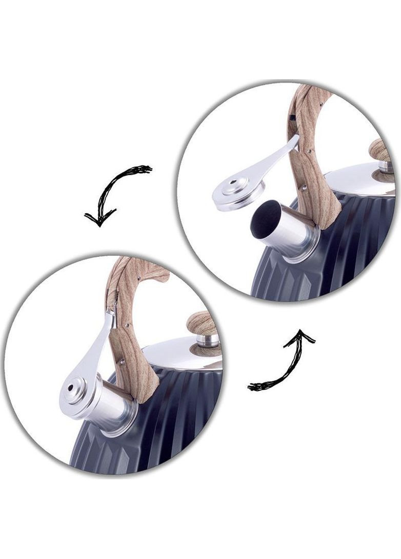 Чайник Whistling Kettle Black 3л из нержавеющей стали со свистком, черный Kamille (329897997)