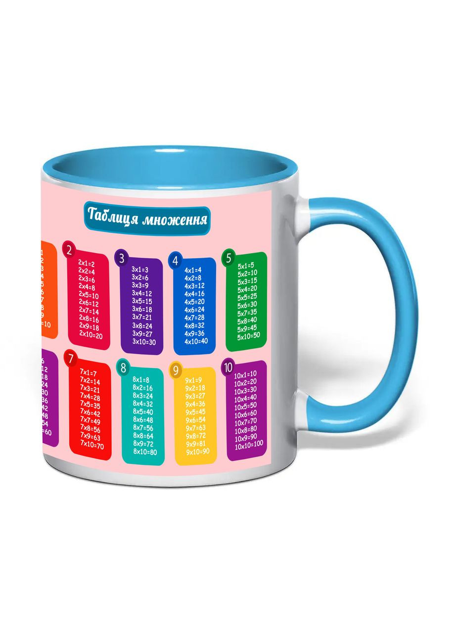 Чашка з друком "Табличка множення" №2 330 мл (колір блакитний) (29982) No Brand (358210384)