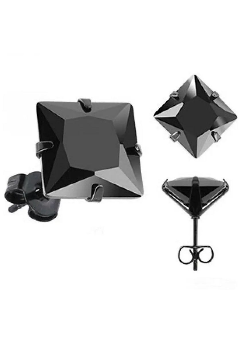 Чорні квадратні жіночи сережки з каменем Fashion (303632865)