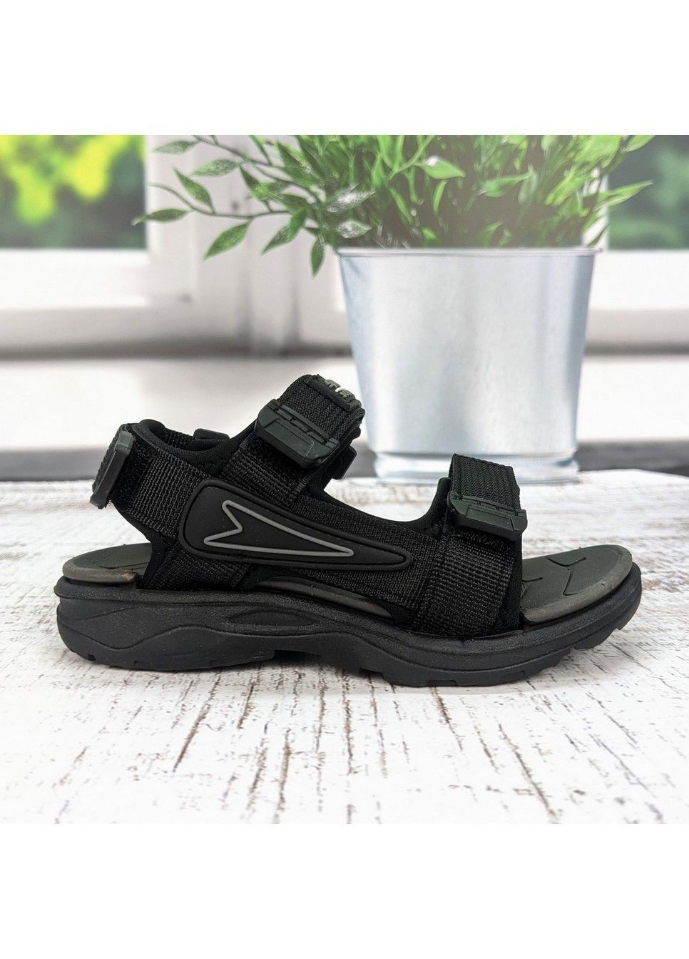 Черные повседневные босоножки детские сандалии для мальчика EEBB на липучке