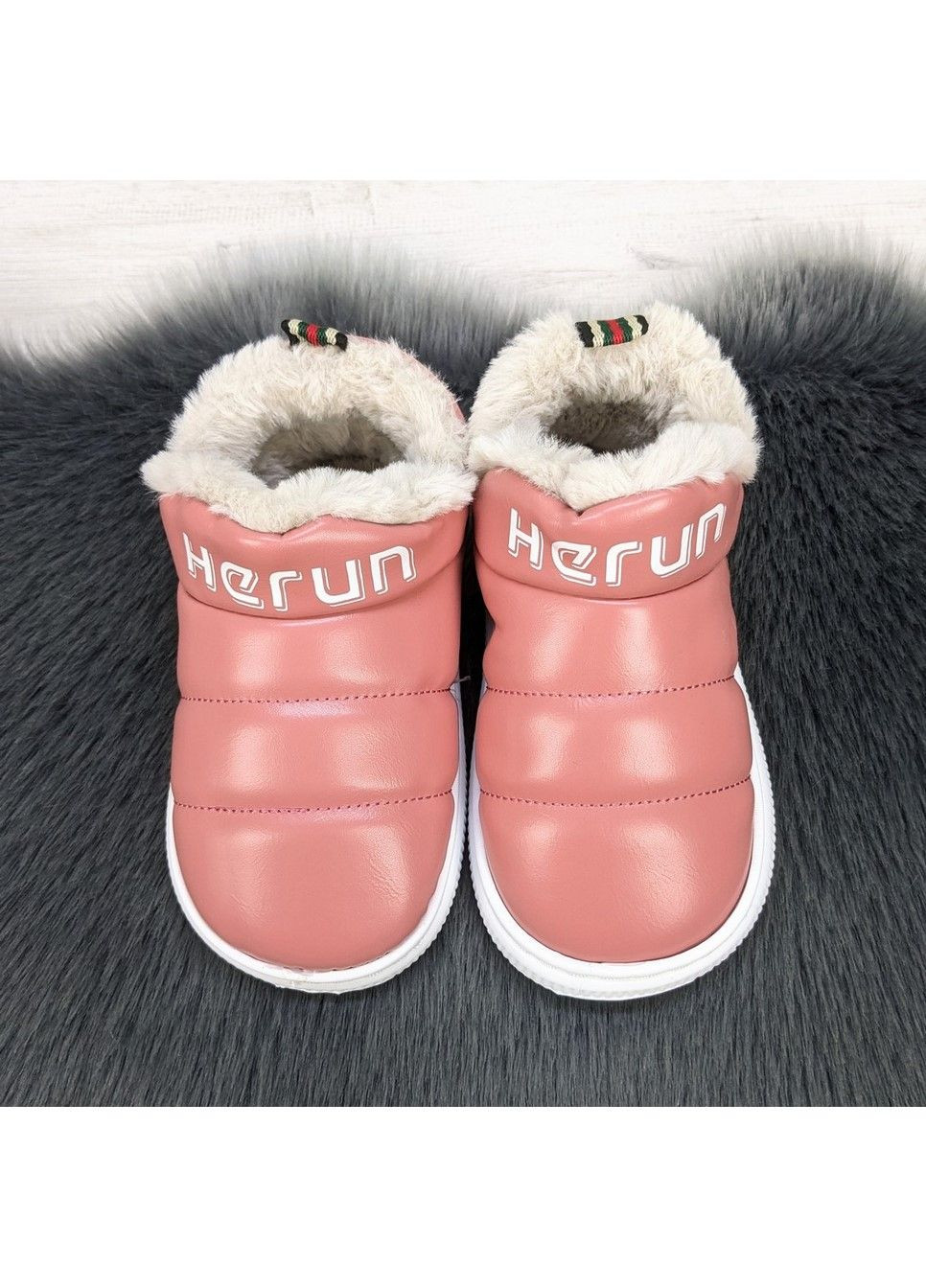 Пудровые тапочки детские теплые Fashion