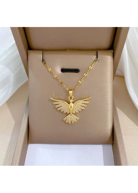 Ланцюжок з кулоном Птах Фенікс золотистий 40+5 см жіночий Liresmina Jewelry (367603046)