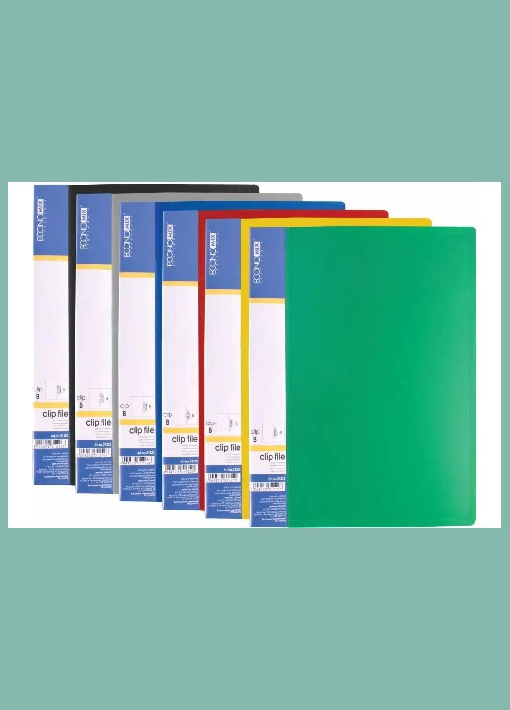 Папка E31222 CLIP B с зажимом,ассорти(1)(20) ECONOMIX (322576915)