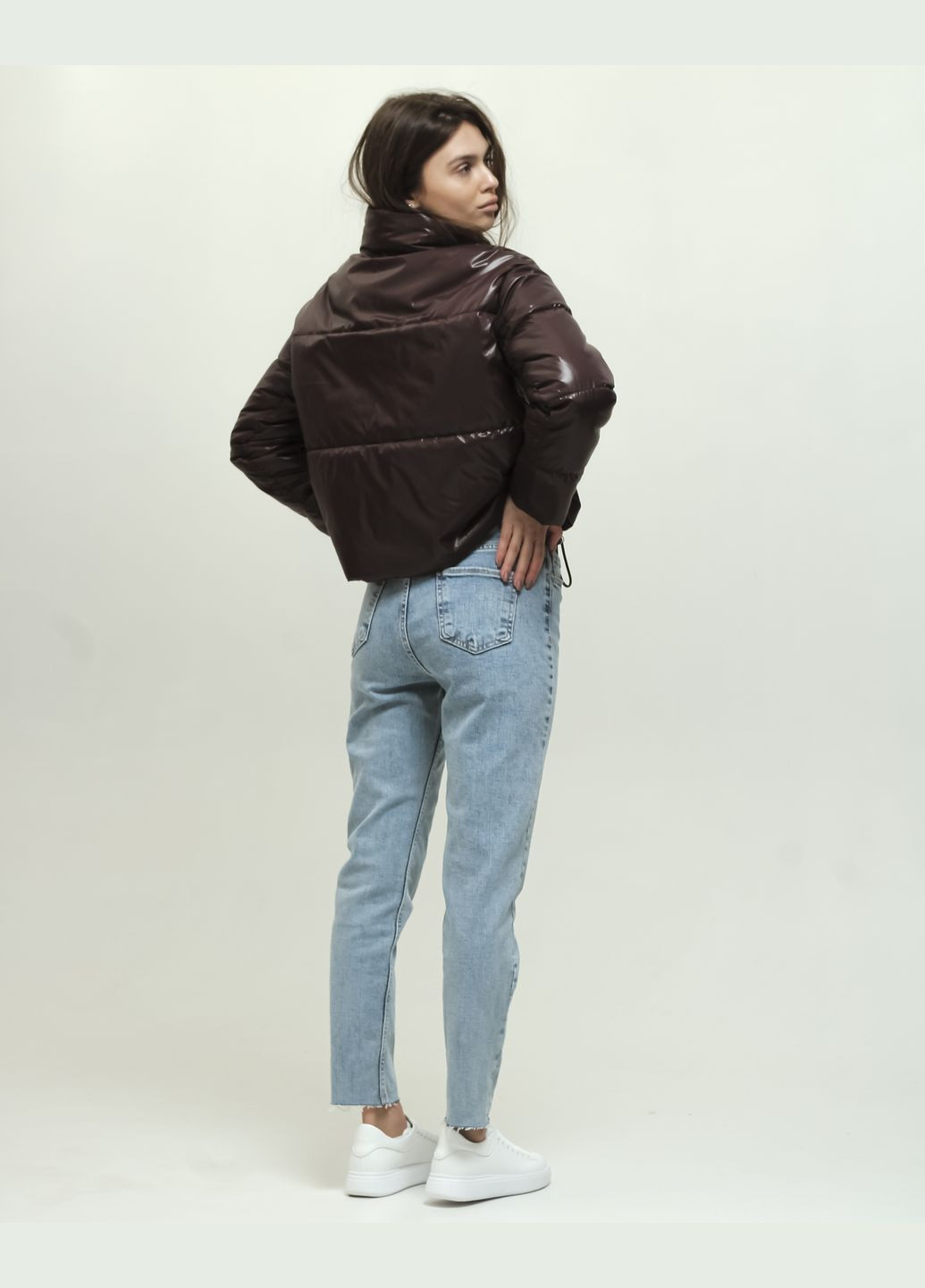 Темно-коричнева демісезонна куртка бомбер жіноча Kattaleya