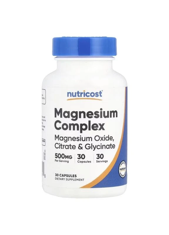 Магнієвий комплекс, 500 мг, Magnesium Complex,, 30 капсул Nutricost (396465127)