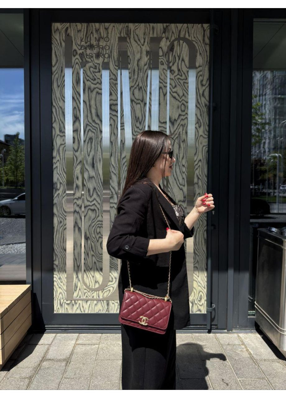 Женская сумка WOC Quilted Perfect Fit Wallet On Chain Burgundy No Brand (371188234)