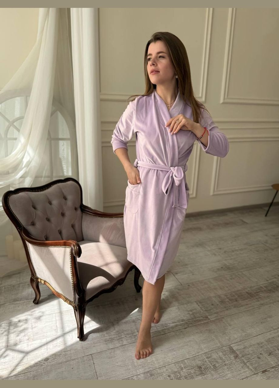 Велюровый халат для женщин с запахом Сиреневый XXL (F3101-3) No Brand (306633169)