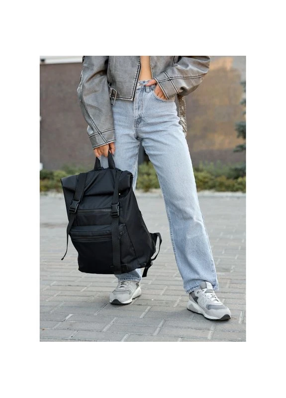 Рюкзак ролл жіночий RollTop Zard чорний оксфорд Sambag SB-24238065 (400734597)