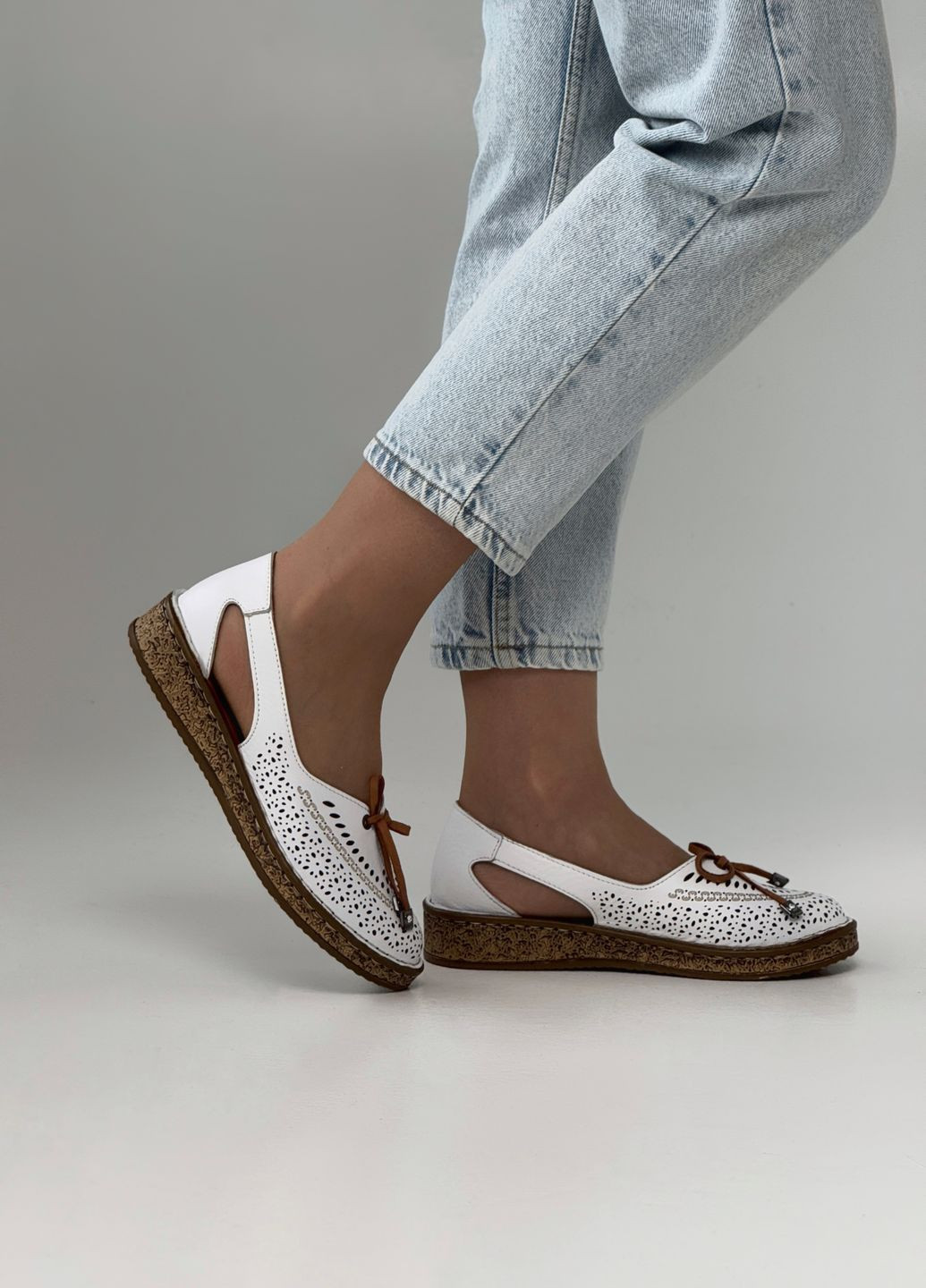 Жіночі балетки жіночі шкіряні Sherlock Soon | білі натуральна шкіра (342059996)