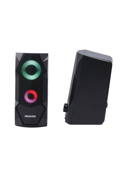 Колонки акустические CSP-U002RGB, пластиковый корпус, 6 Вт, USB питание, RGB подсветка, цвет Maxxter (333824981)