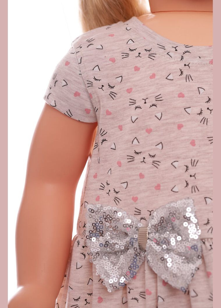 Бежева сукня з коротким рукавом трикотажна кішечка бежевий 92 см (39478) BABYKROHA (323470006)