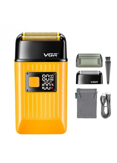 Електробритва VGR V-357 шейвер, подвійне лезо, 2 насадки, висувний триммер, IPX6 Золотий MDR No Brand (371794074)