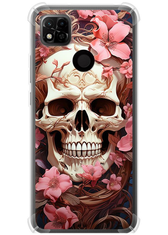 Силикон с усиленными углами чехол 'Череп в розовых цветах' для Endorphone Xiaomi Redmi 10A (281327720)