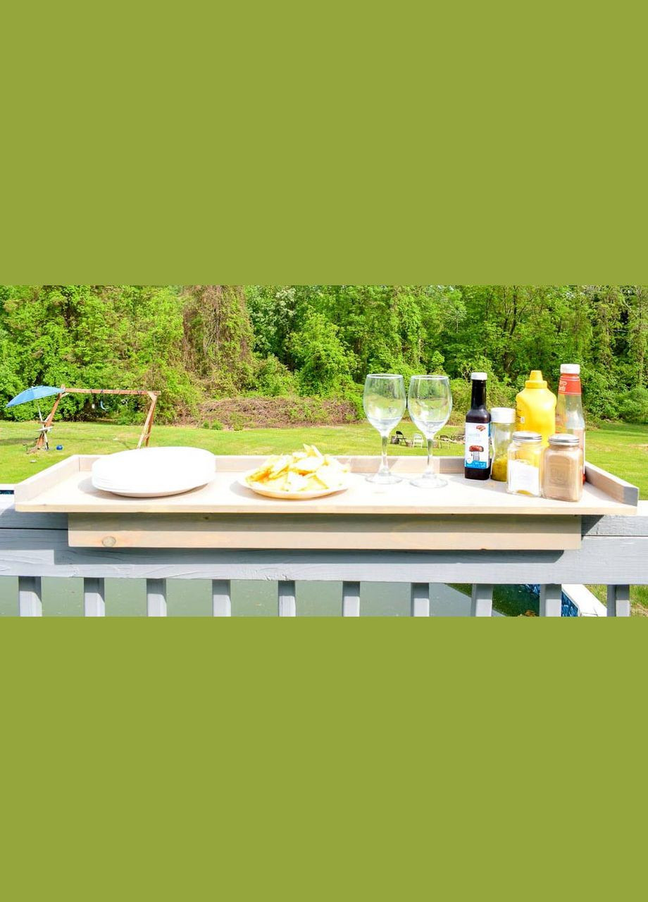 Подвесной балконный столик из дерева Киркен бланже (ПБС-001101) No Brand (328414609)