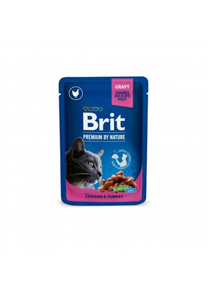 Влажный корм Cat Pouch для кошек, с курицей и индейкой, 100 г Brit Premium (322875191)