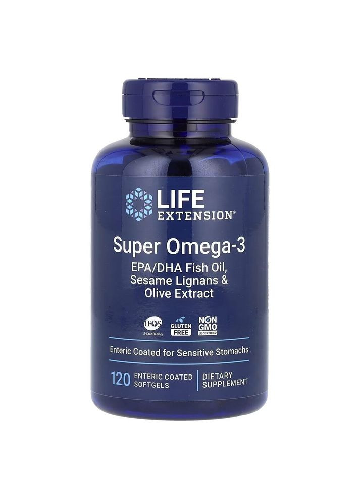 Жирні кислоти Super Omega-3 Plus, 120 капсул Life Extension (334707336)
