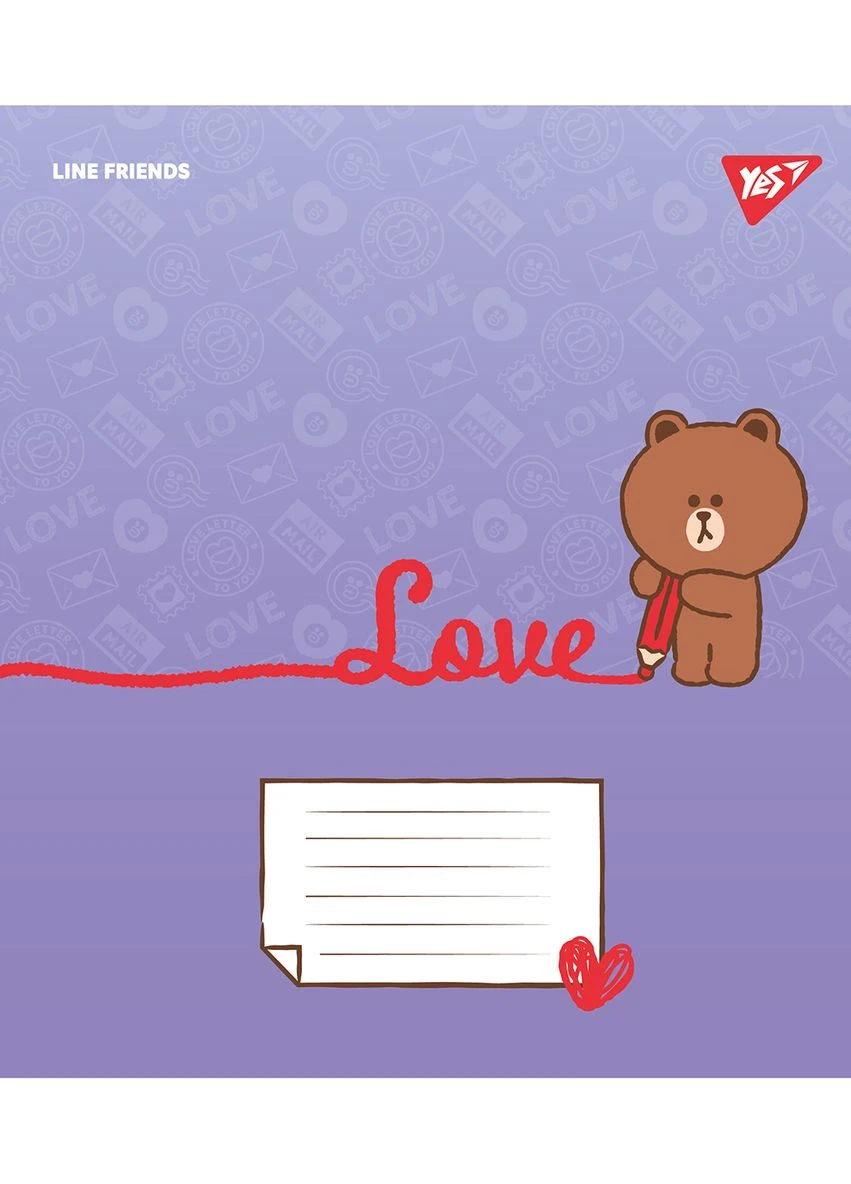 Набір зошитів шкільних А5/12 коса лінія Line Friends Love letter 25 шт (766934) Yes (352167456)