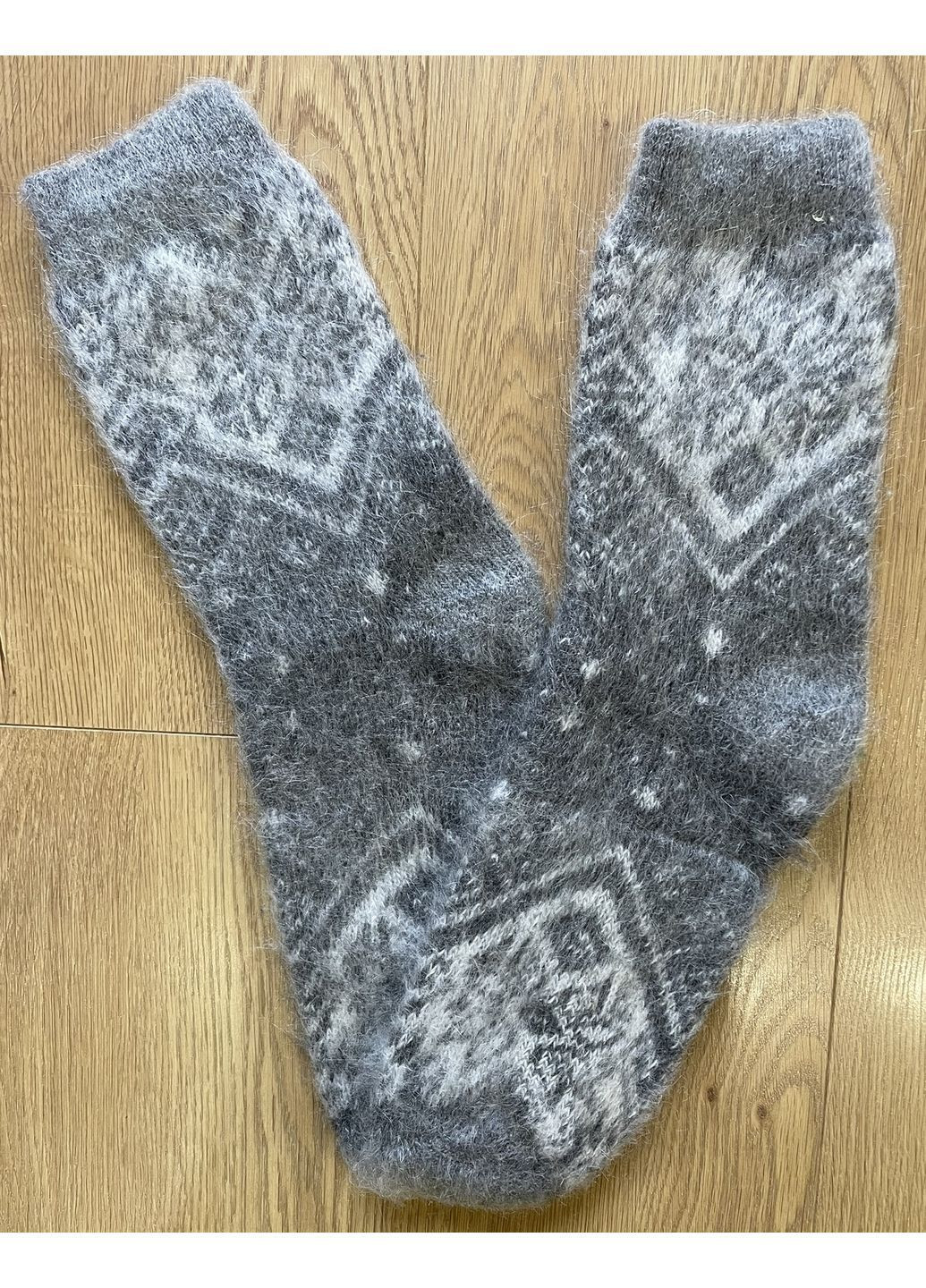 Серые носки мужские теплые из козьего пуха орнаменты (366959466)