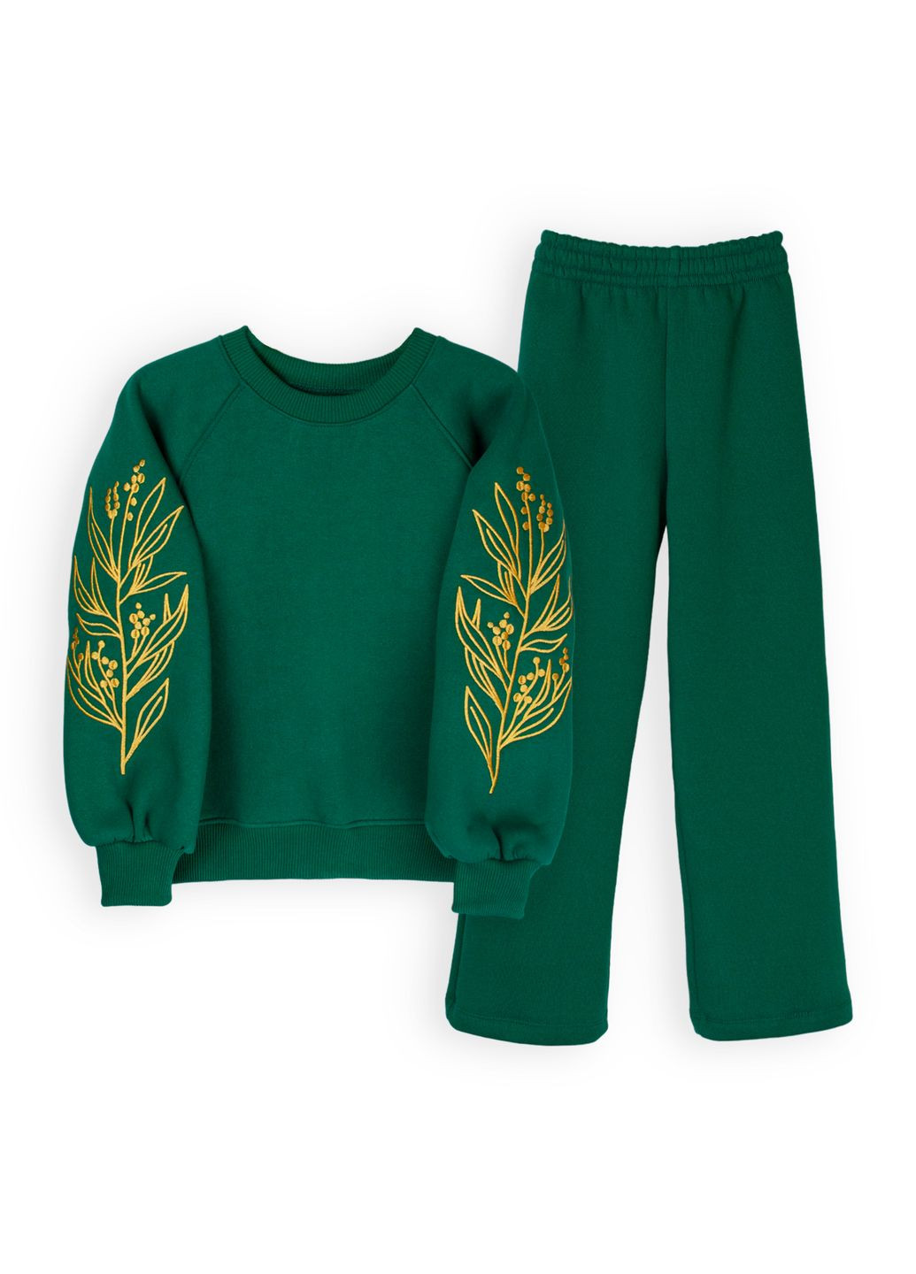 Зеленый демисезонный костюм для девочки с вышивкой свитшот dexter`s и кюлоты weaving flowers зеленый dexter's