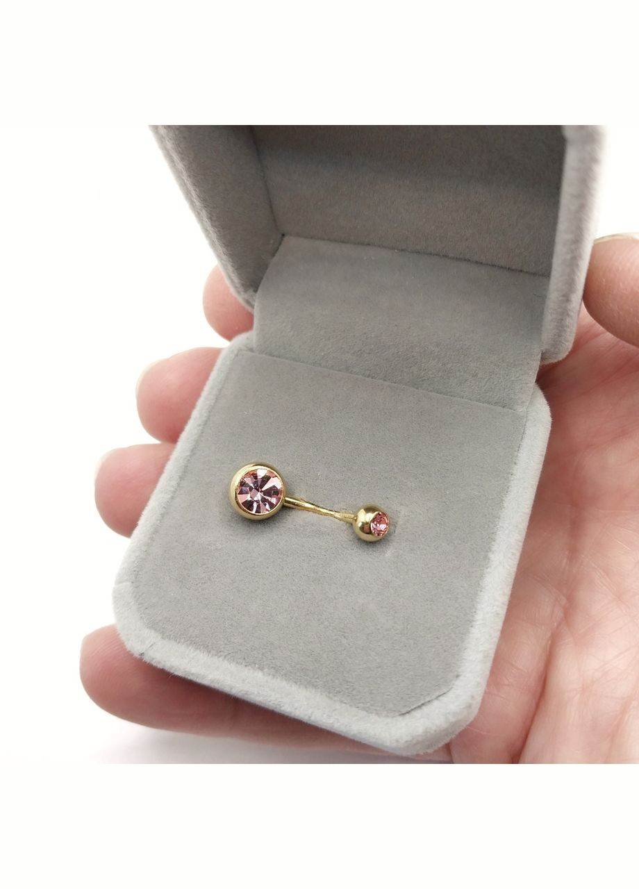 Пірсинг в пупок "Олександрит в золоті" сережка навела медична сталь та циркони в оксамитовій коробочці Spikes (323168523)