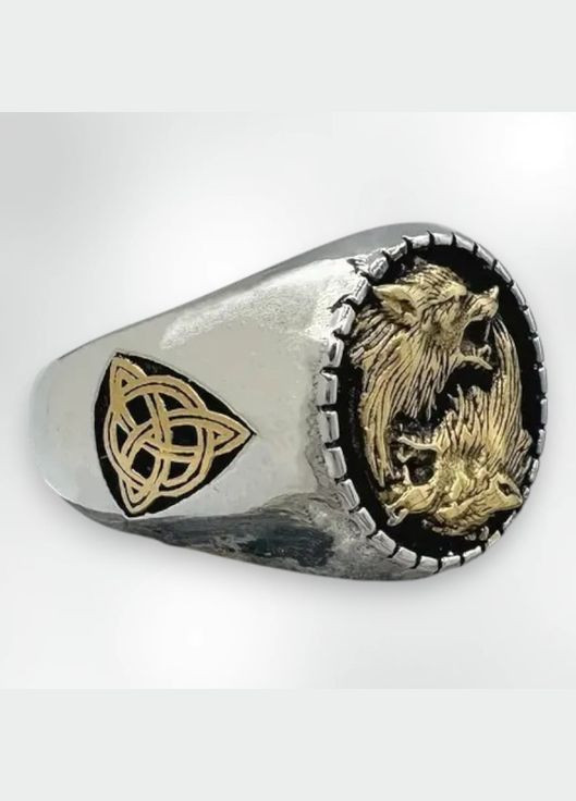 Кольцо мужское Волки стая защита титановая сталь панк винтаж 21 Liresmina Jewelry (328449752)