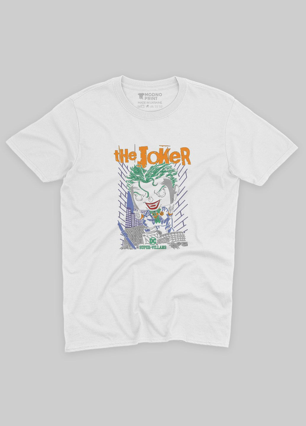 Белая мужская футболка с принтом супервора - джокер (ts001-1-whi-006-005-006) Modno