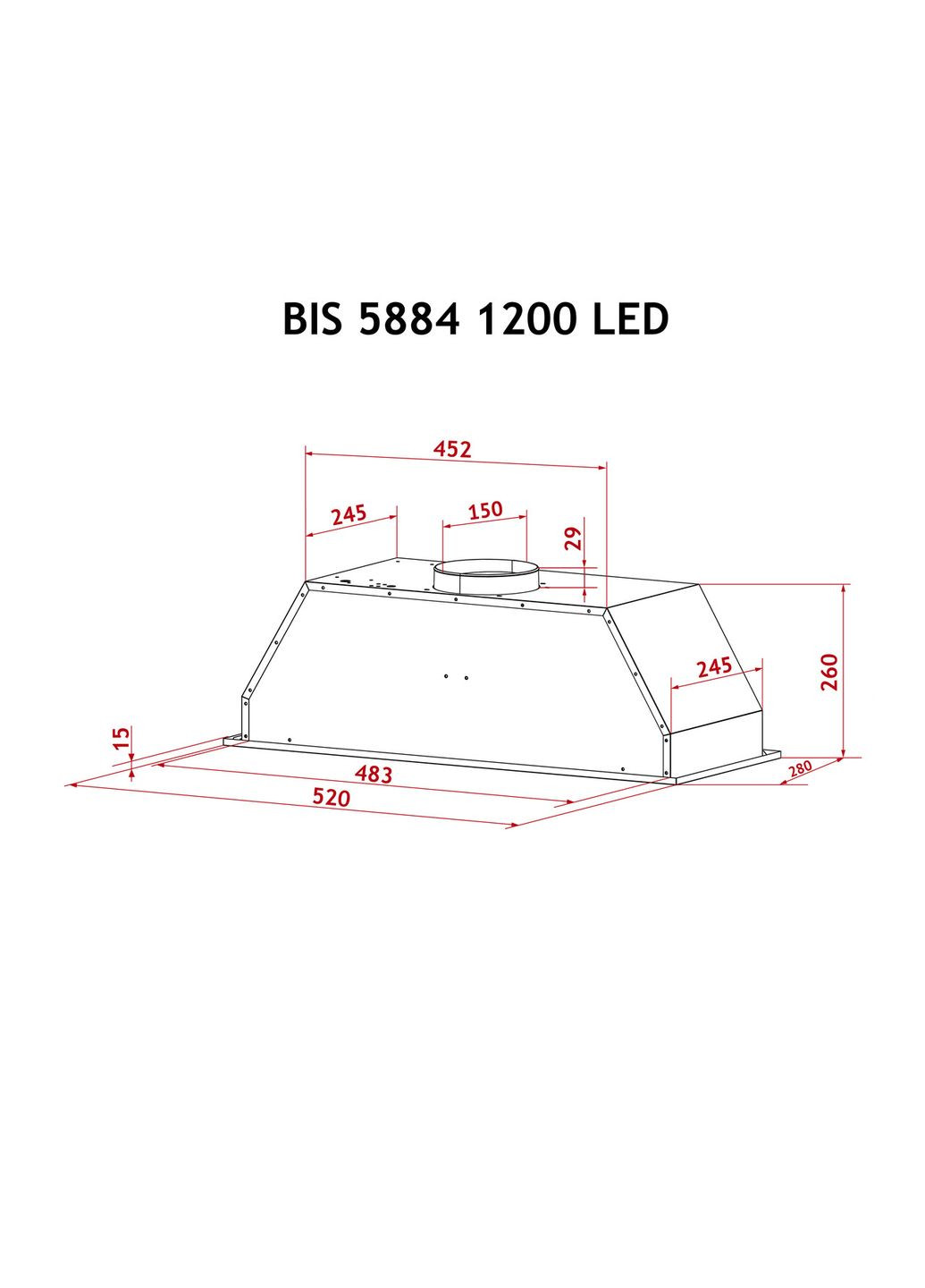 Вытяжка BIS 5884 WH 1200 LED PERFELLI (393537333)