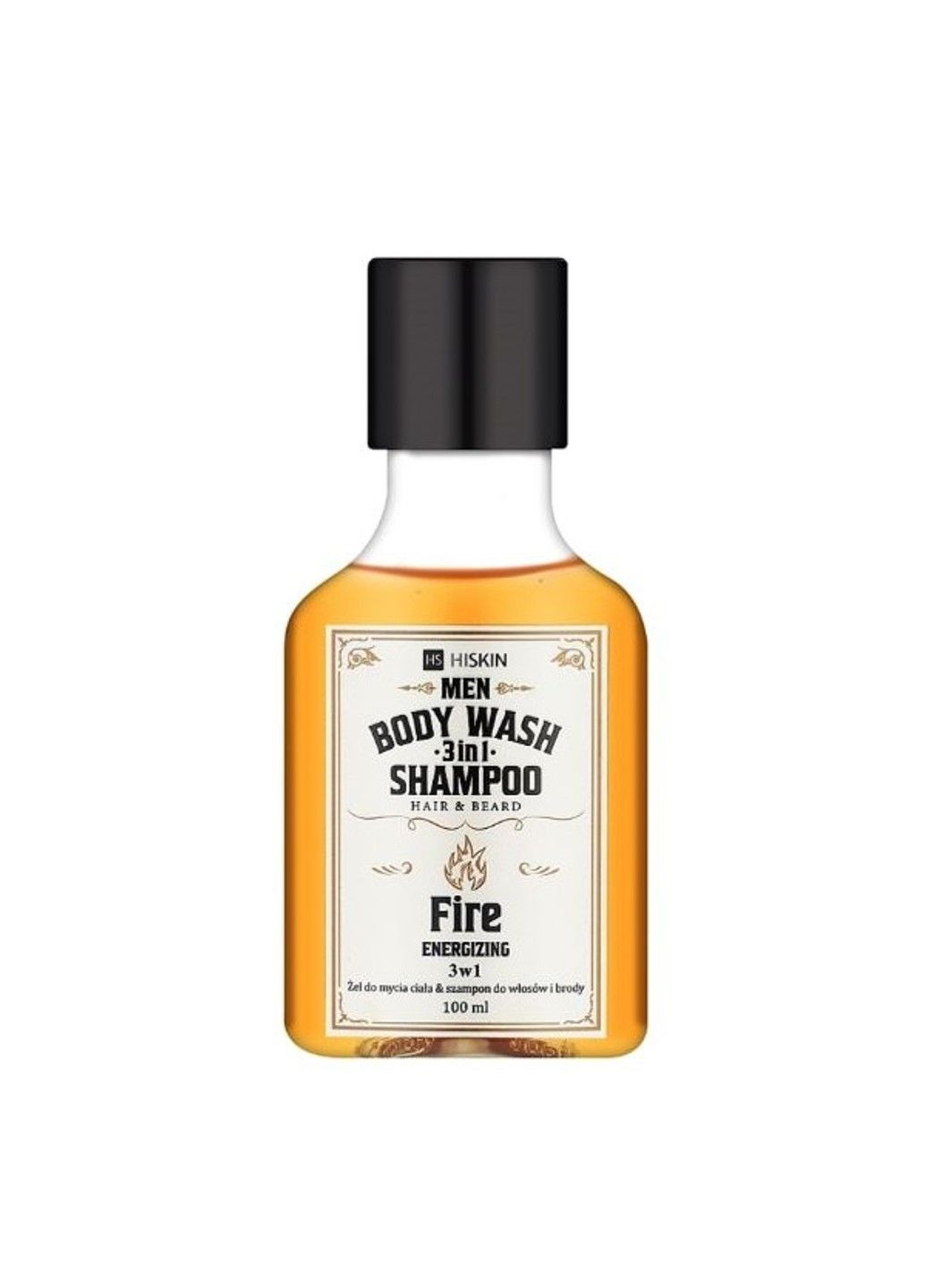 Гель для душу 3в1 Палаючий Віскі Body Wash and Hair and Beard Shampoo Whisky Fire 100 мл HiSkin (321999942)