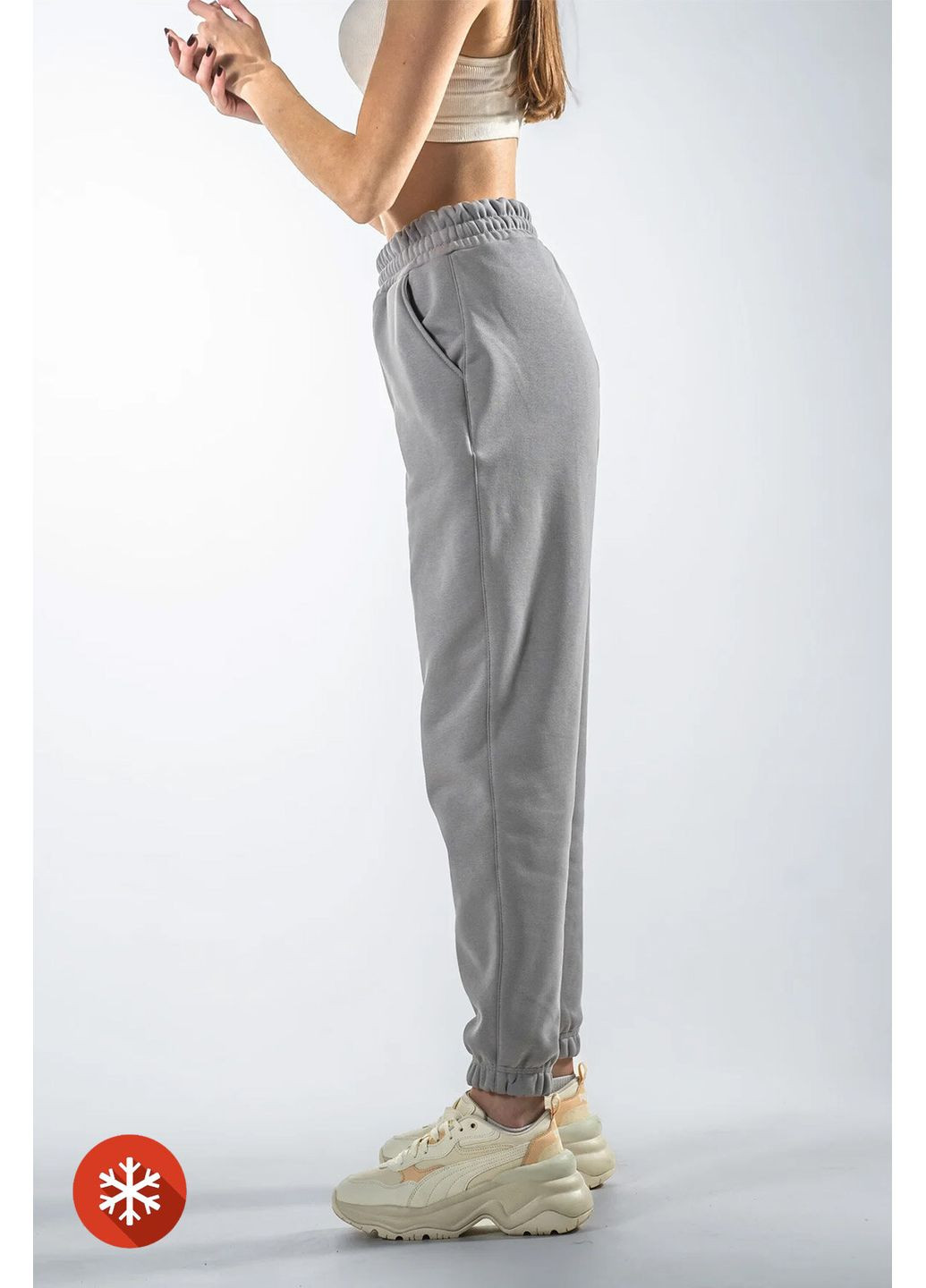 Cпортивные брюки на флисе женские Jogger Серые Teamv (317310410)
