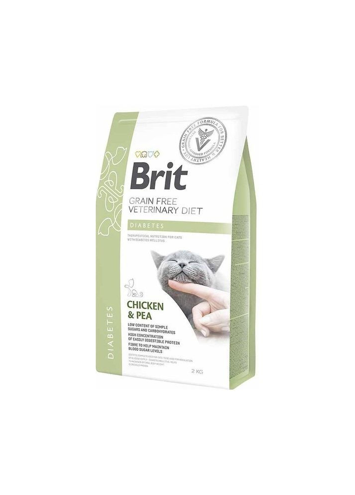 Корм сухой Brit Grain Free VetDiet Cat Diabetes для кошек с сахарным диабетом беззерновой с курицей и горохом 2 кг Brit VetDiets (386995930)