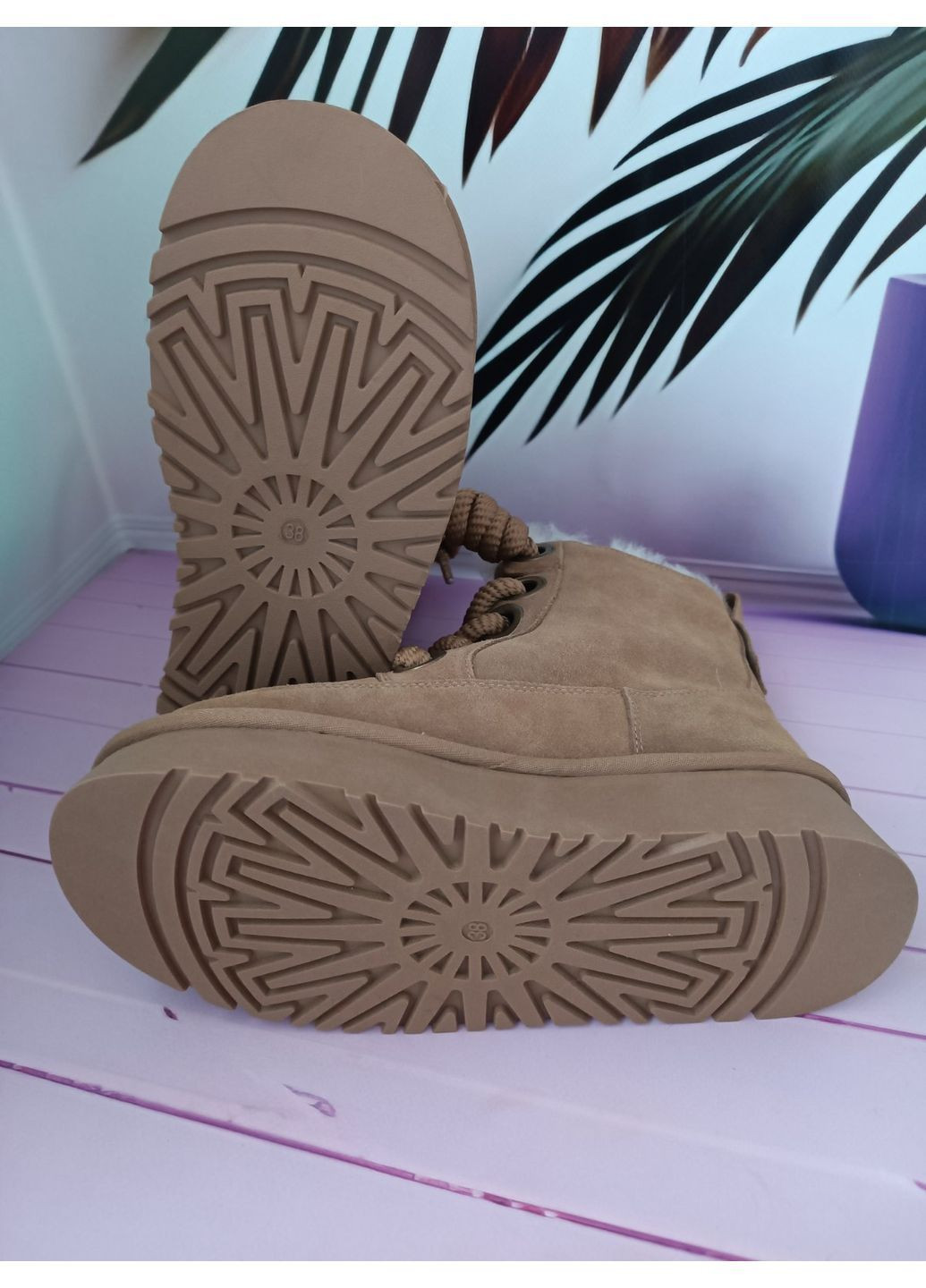 Черевики жіночі шкіряні на хутрі No Brand (370563134)