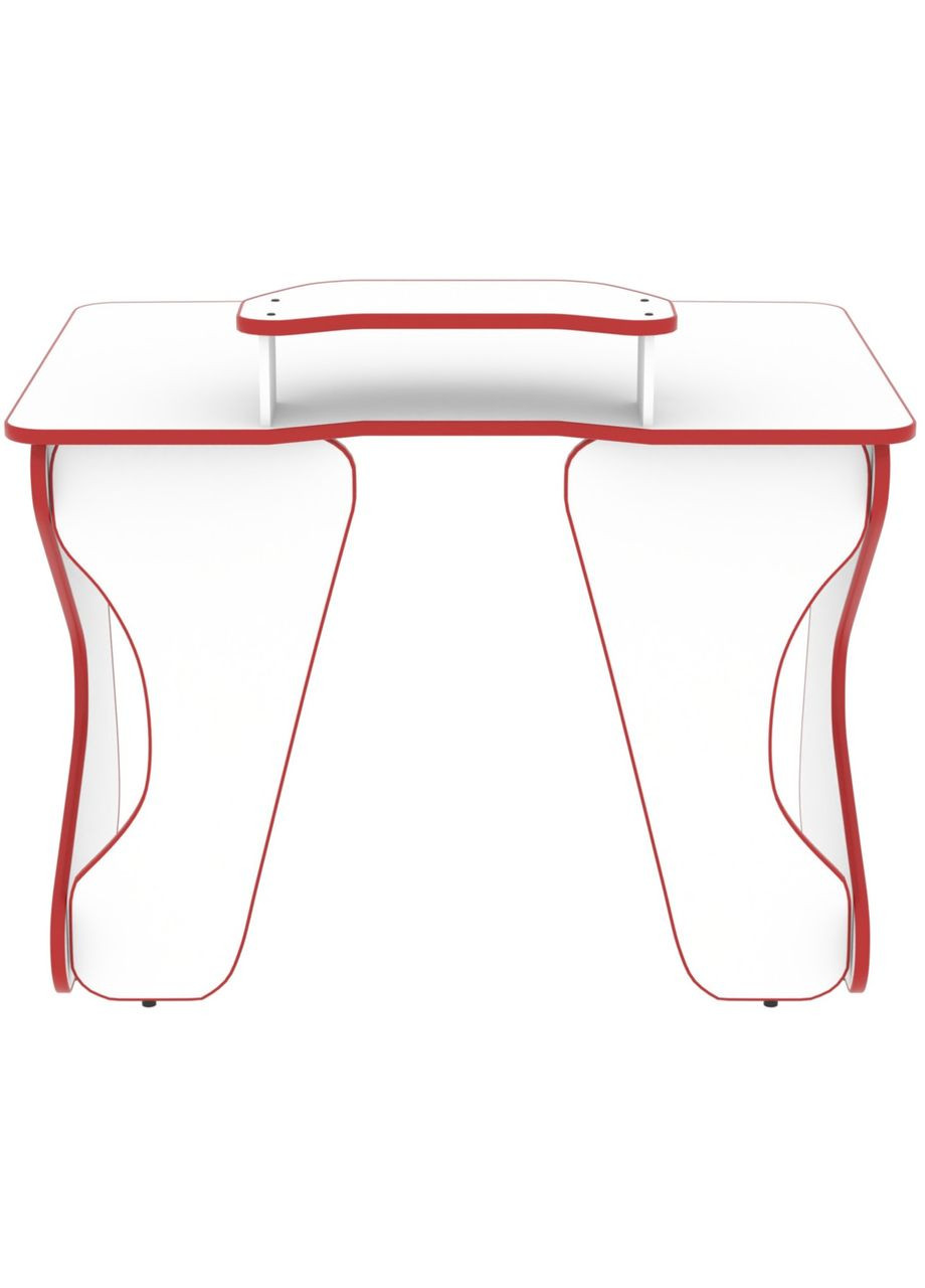 Компьютерный стол Геймерский стол с мини надстройкой Liga (110 см) ЛДСП белый с красным No Brand (353497819)