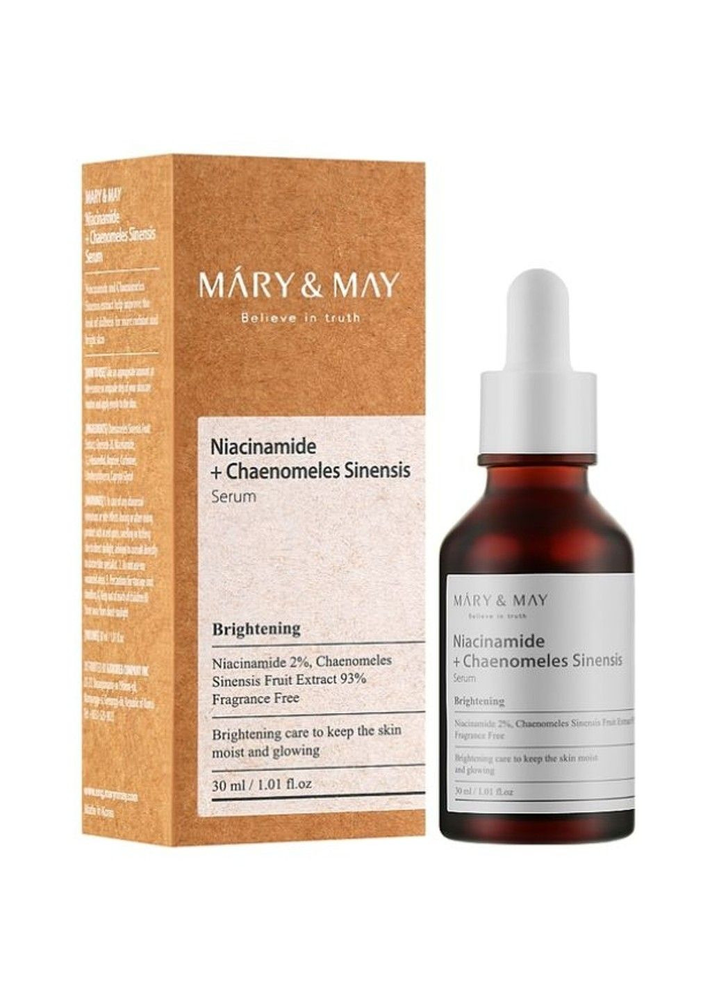 Сироватка освітлююча з ніацинамідом та хеномелесом для обличчя MaryMay Niacinamide Chaenomeles Sinensis Serum 30ml Mary & May (298578008)