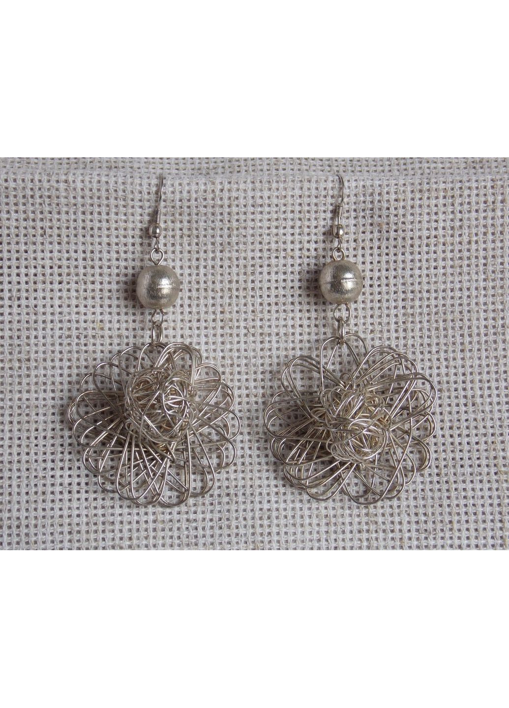 Сережки дротяні «Квітка» сріблясті No Brand (364202299)