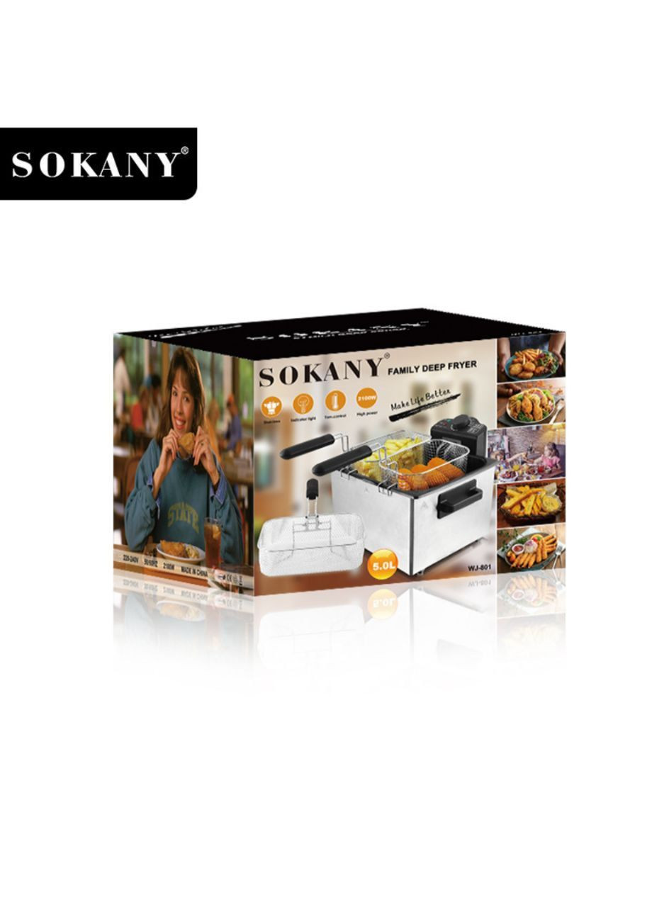 Электрическая фритюрница 2100Вт 5л Sokany WJ-801 (302816322)