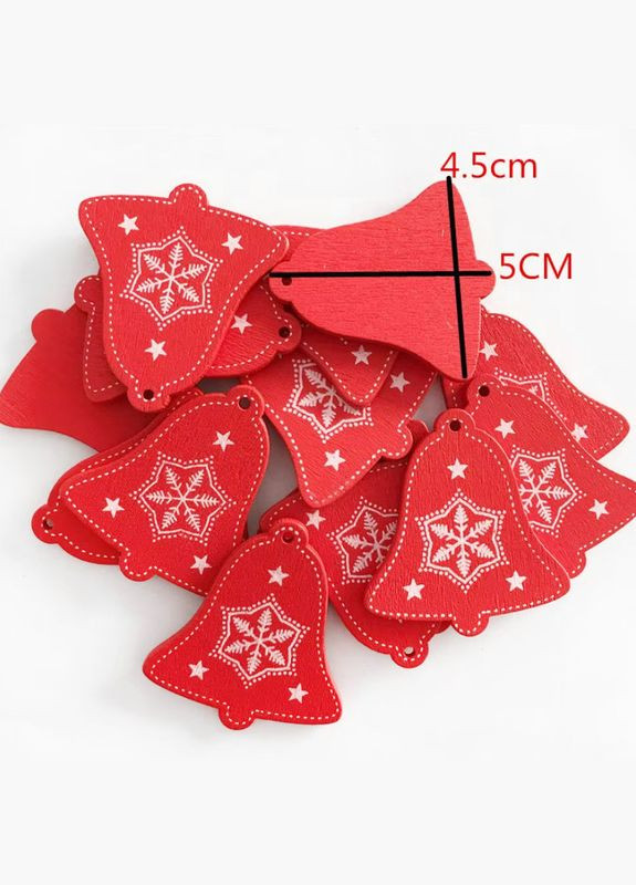 Украшение на елку «Колокольчик» с новогодним орнаментом, деревянная, 5 см, красный No Brand (341730933)