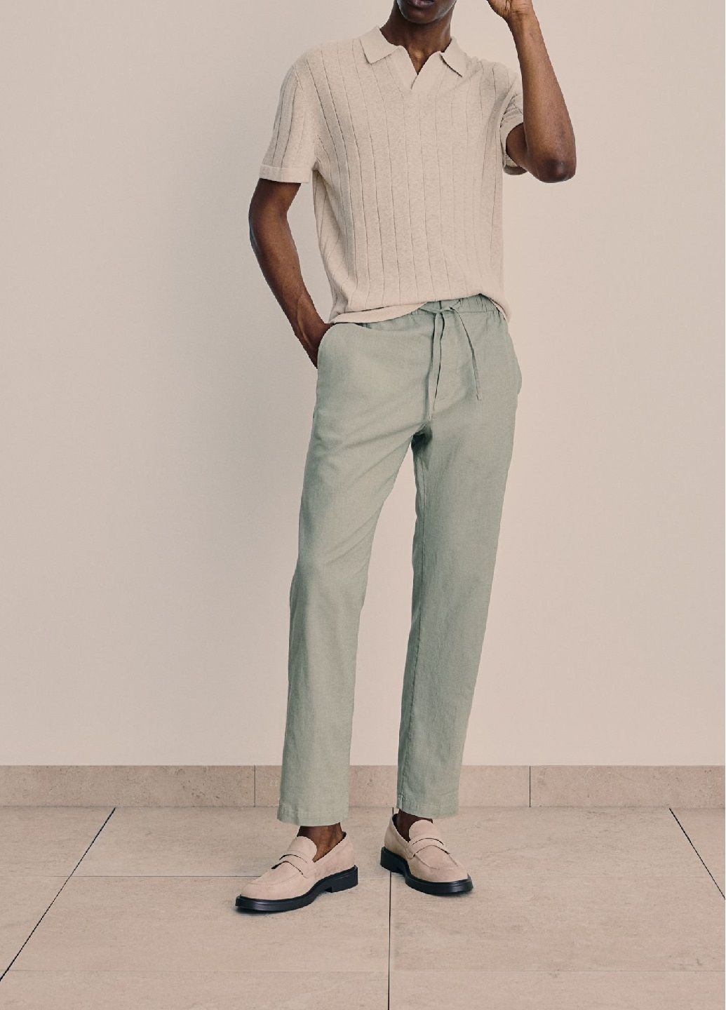 Светло-зеленые кэжуал летние брюки H&M