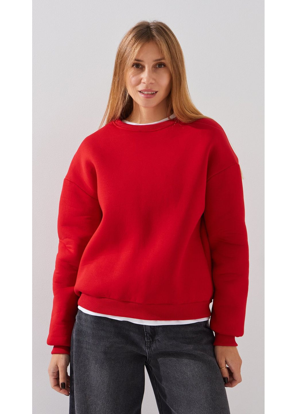 Темно-червоний cвітшот однотонний жіночий wbc02318 shop (2000999340277) LAWA однотонний (365589586)