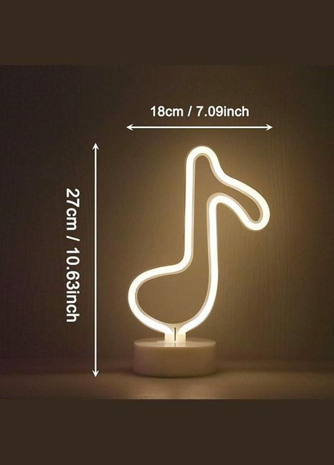Настільний світильник Мелодія Нота на батарейках та USB Неоновий світлодіодний нічник для інтер'єру Forus (317404426)